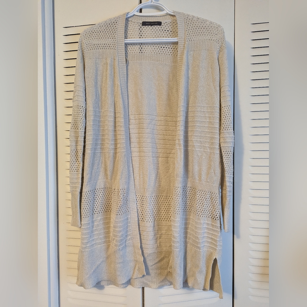 Suzy Shier cream/gold cardigan